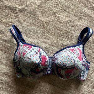 Cacique intimates Size 38DD Blue Paisley Print bra